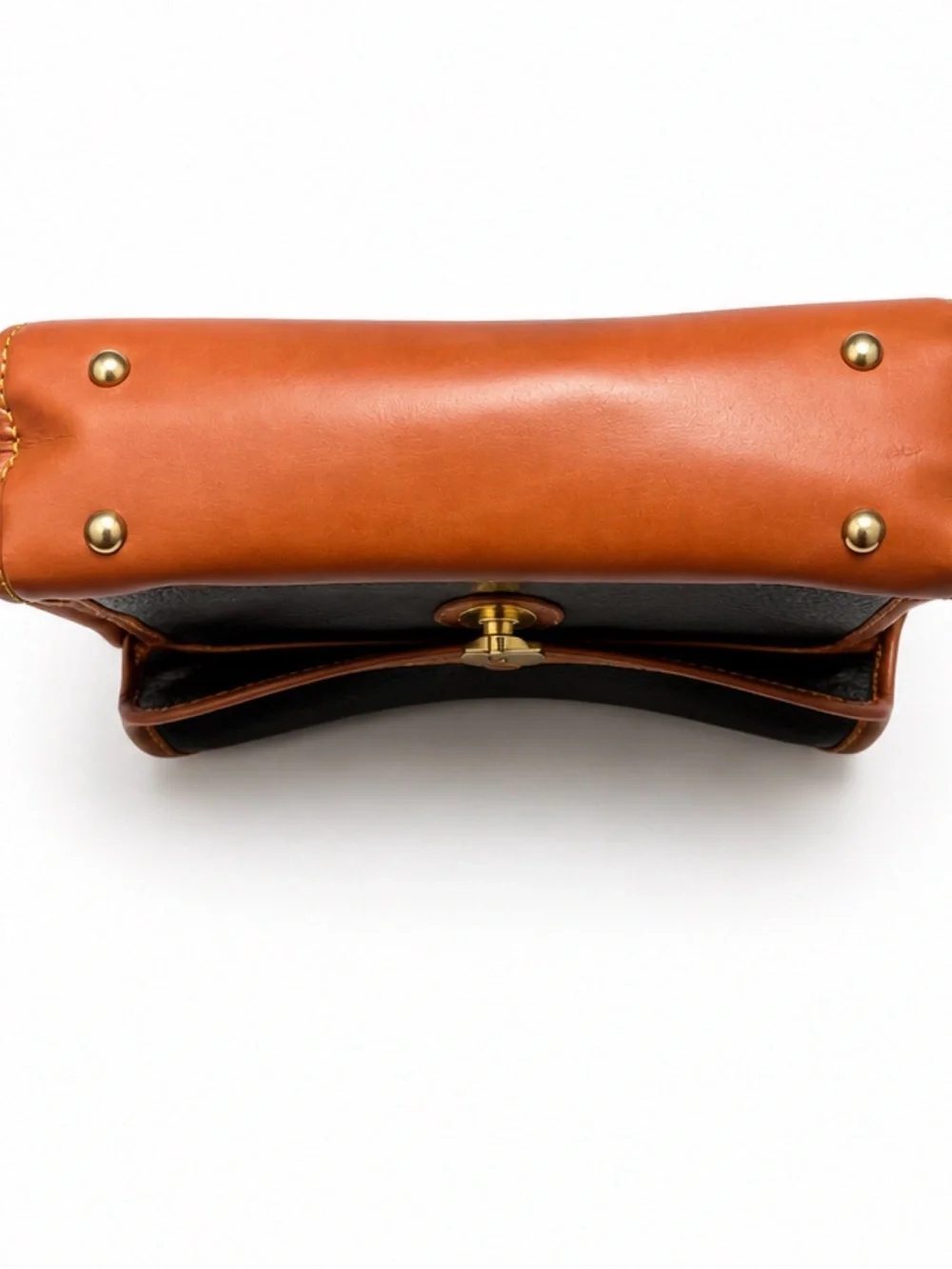 Vintage Dooney & Bourke AWL Leather Briefcase Attaché Bag Black Tan USA